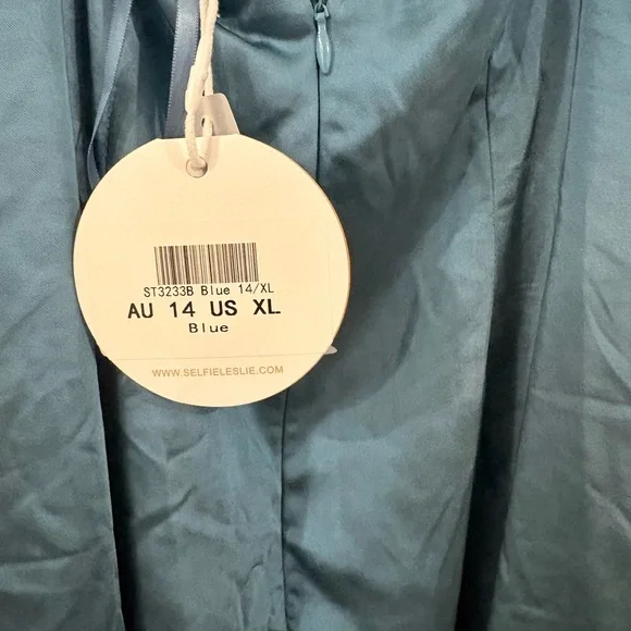 Selfie Leslie Teal Satin Dress - Picture 4 of 4